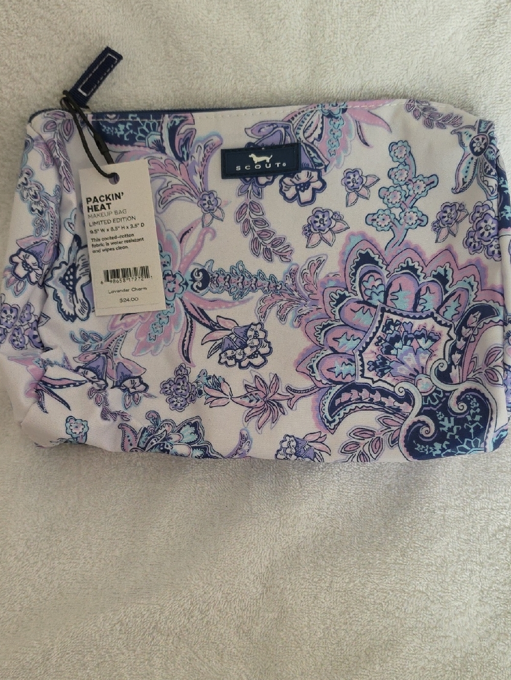 Scout Lavender and Navy Paisley Packin Heat Makeup Bag